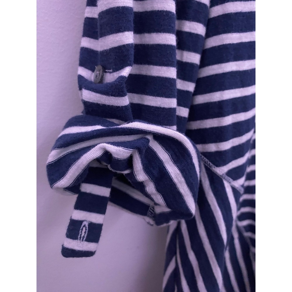 Garnet Hill Navy and White Stripe Cardigan. Women's size M - Picture 10 of 12